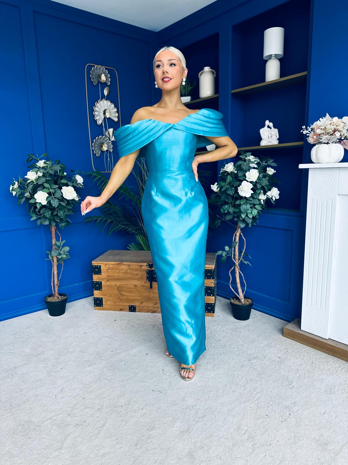 Elizabeth Bardot Occasion Dress Turquoise