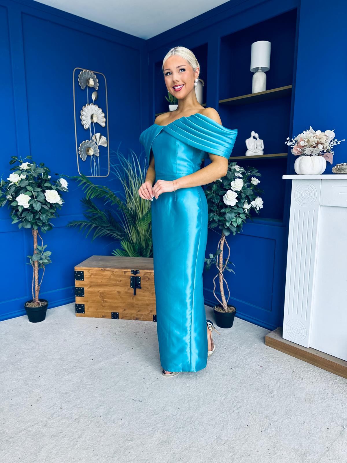 Elizabeth Bardot Occasion Dress Turquoise