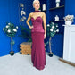Lily Peplum Detail Occasion Dress Burgundy