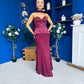 Lily Peplum Detail Occasion Dress Burgundy