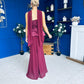 Lily Peplum Detail Occasion Dress Burgundy