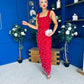 Georgia Pearl Embellished Occasion Dress Red