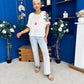 Alissa Embroidered Short Sleeve Top Cream