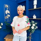 Alissa Embroidered Short Sleeve Top Cream