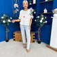 Alissa Embroidered Short Sleeve Top Cream