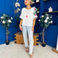 Alissa Embroidered Short Sleeve Top Cream