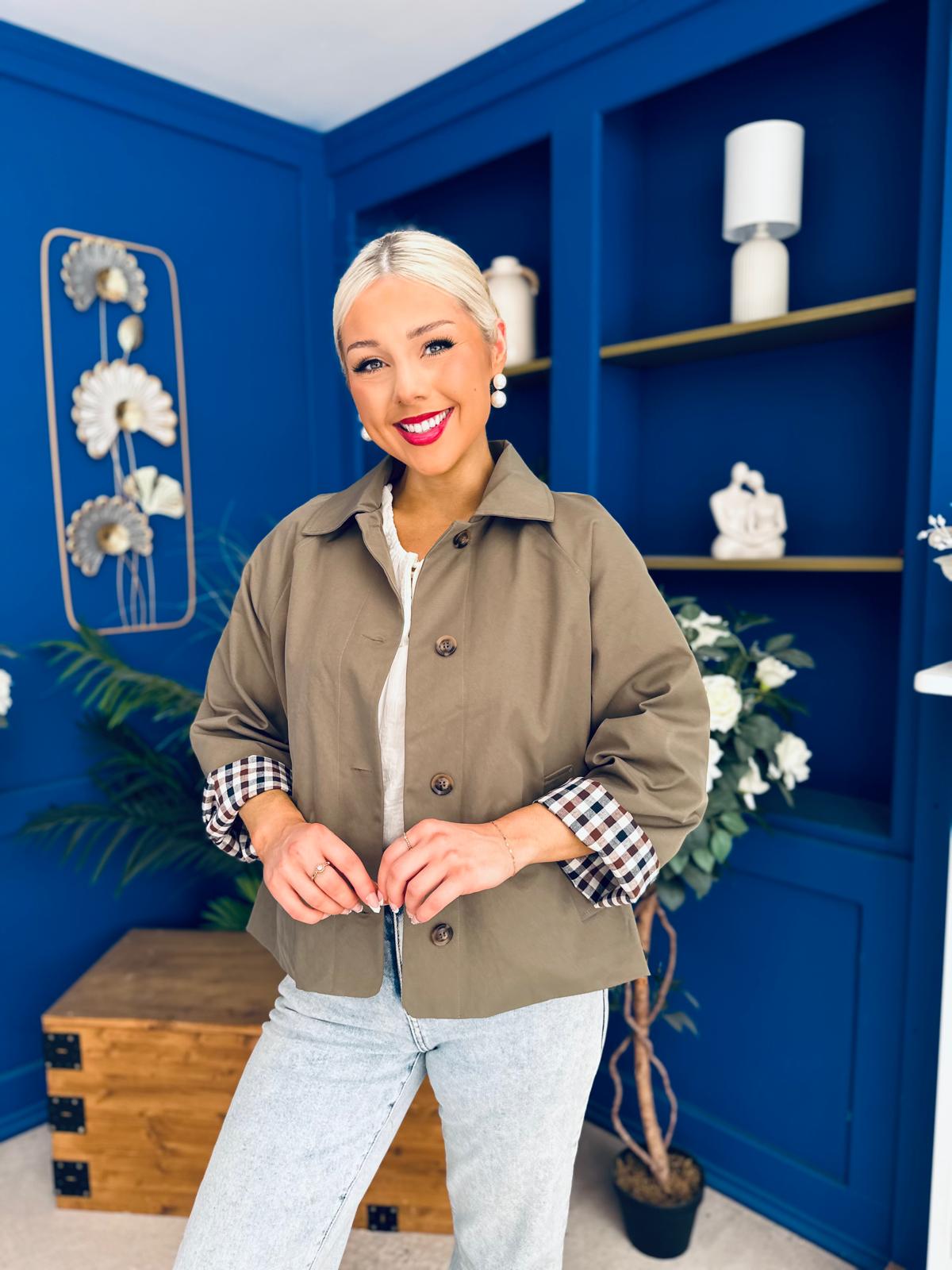 Miranda Button Detail Jacket Khaki
