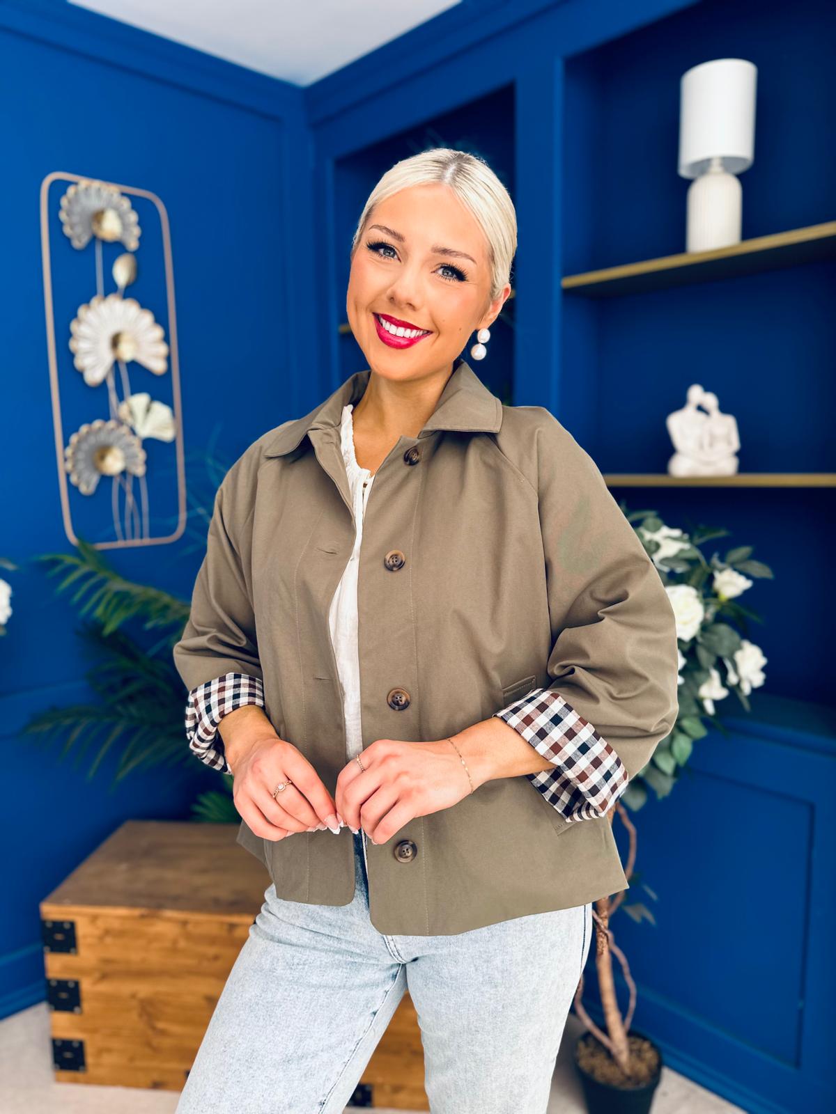 Miranda Button Detail Jacket Khaki