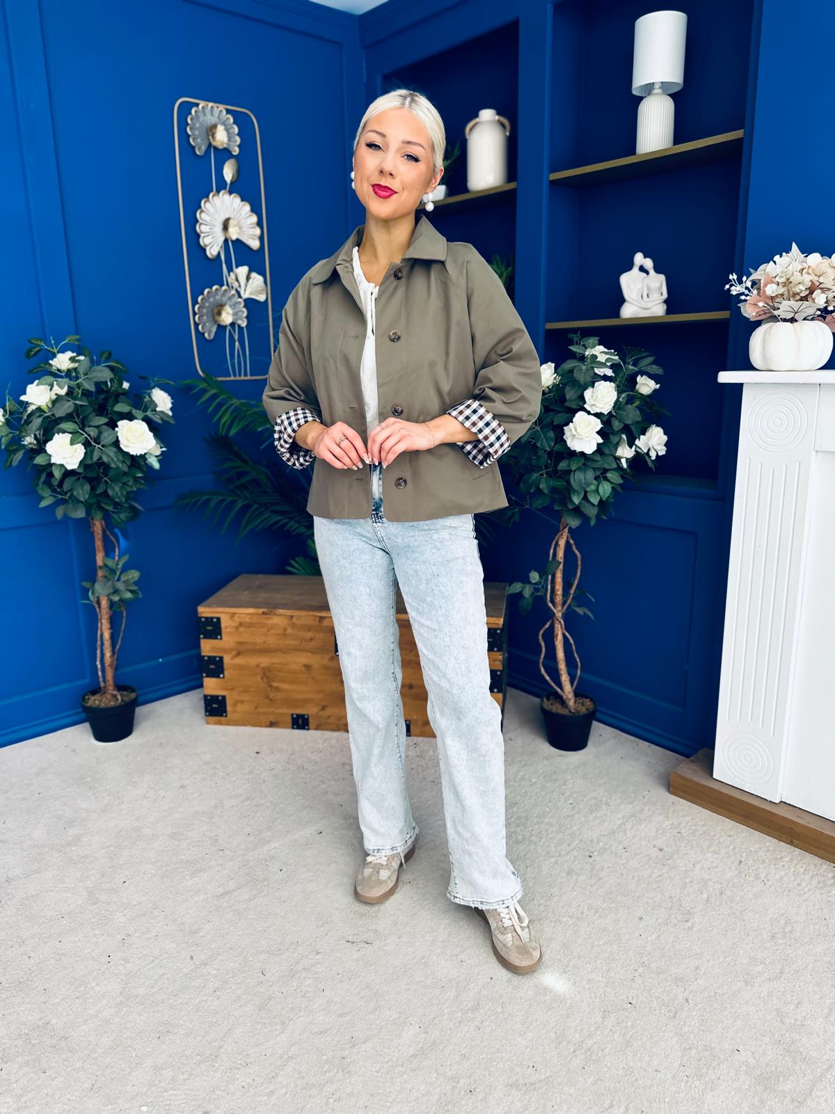 Miranda Button Detail Jacket Khaki