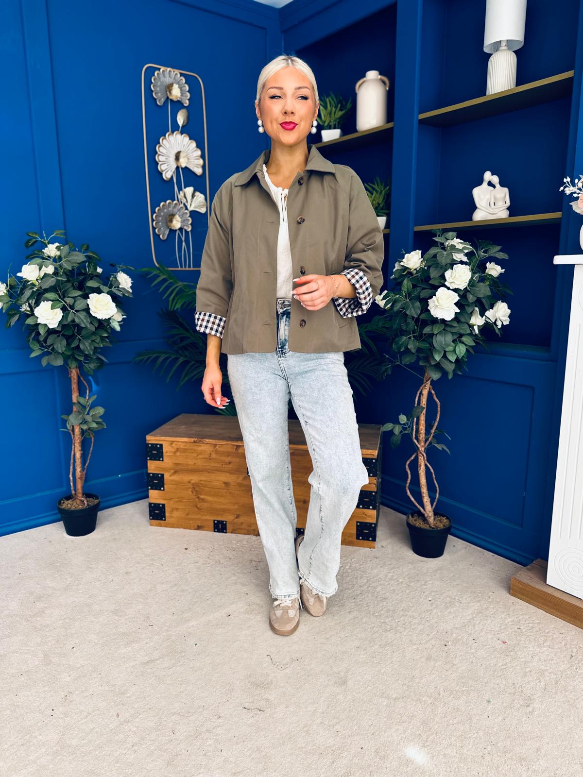 Miranda Button Detail Jacket Khaki