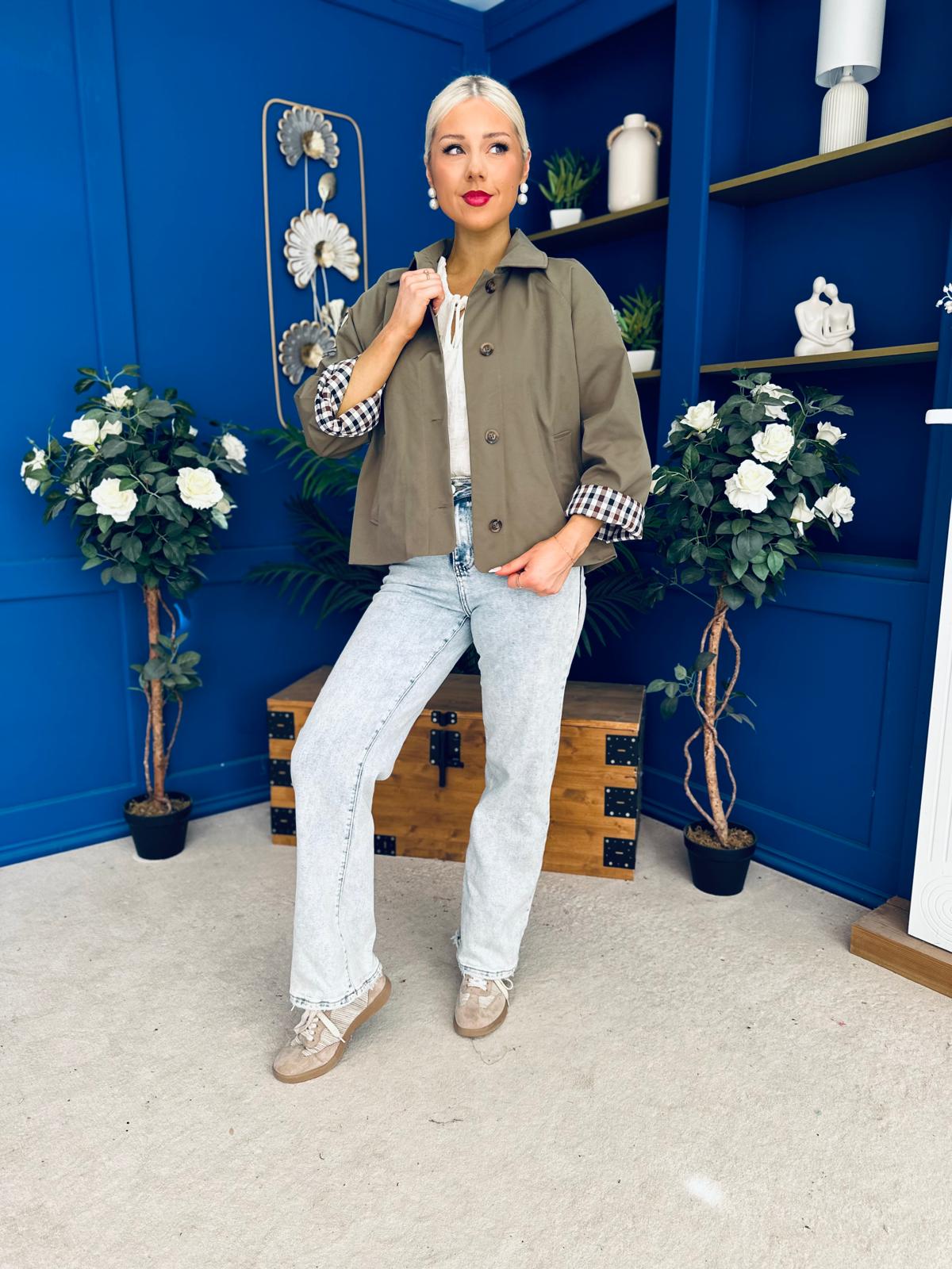 Miranda Button Detail Jacket Khaki