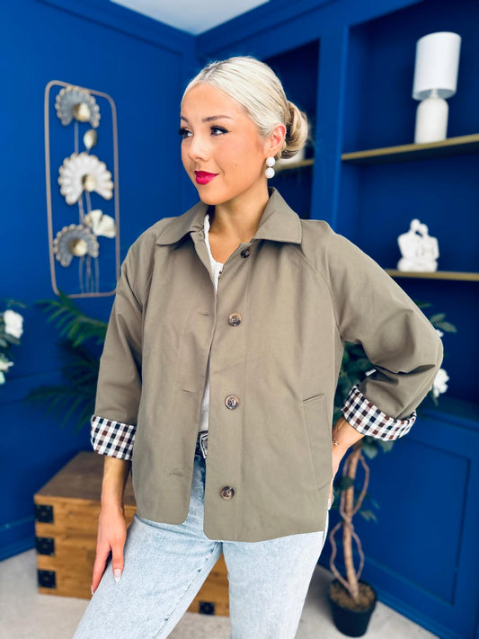 Miranda Button Detail Jacket Khaki