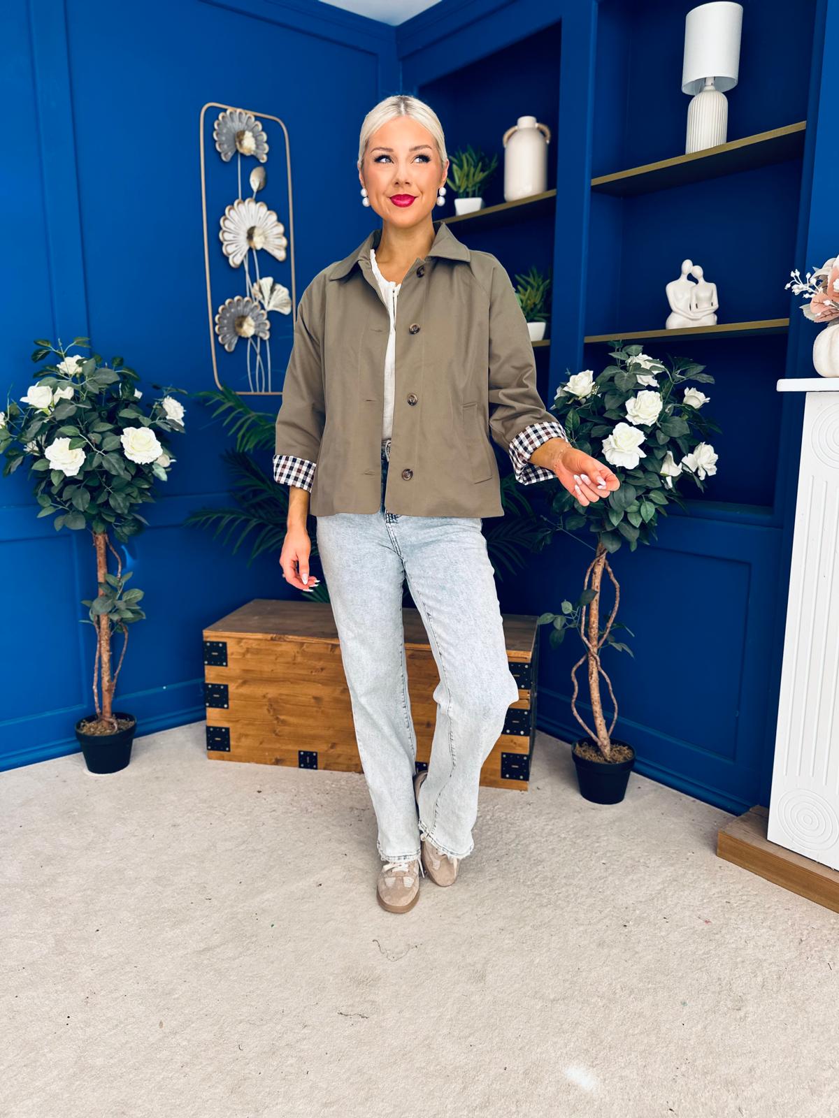 Miranda Button Detail Jacket Khaki