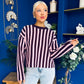 Shelby Striped Detail Jumper Pink & Burgundy