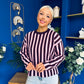 Shelby Striped Detail Jumper Pink & Burgundy