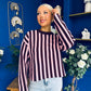 Shelby Striped Detail Jumper Pink & Burgundy