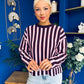 Shelby Striped Detail Jumper Pink & Burgundy