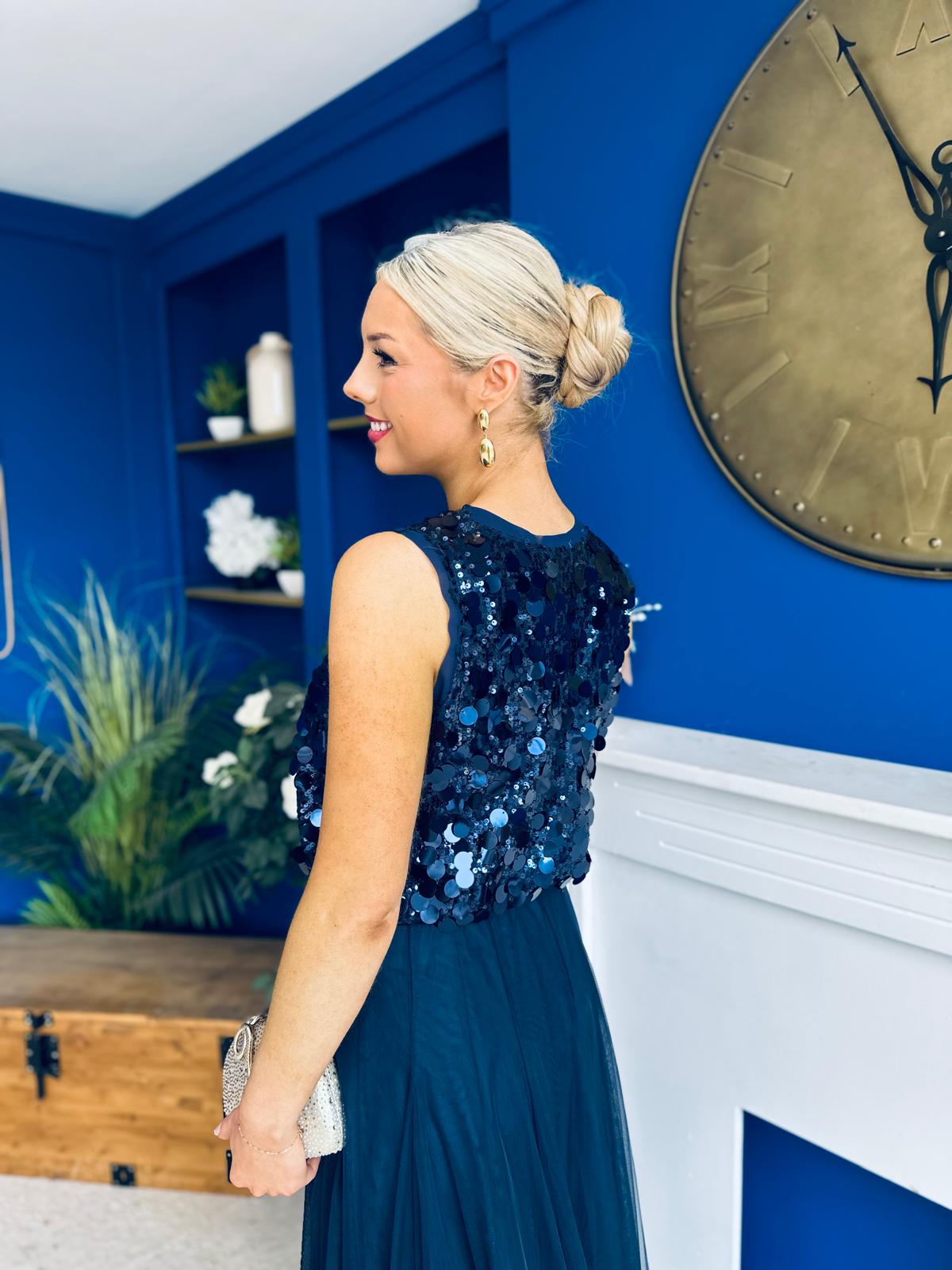Andrea Sequin Cami Top Navy