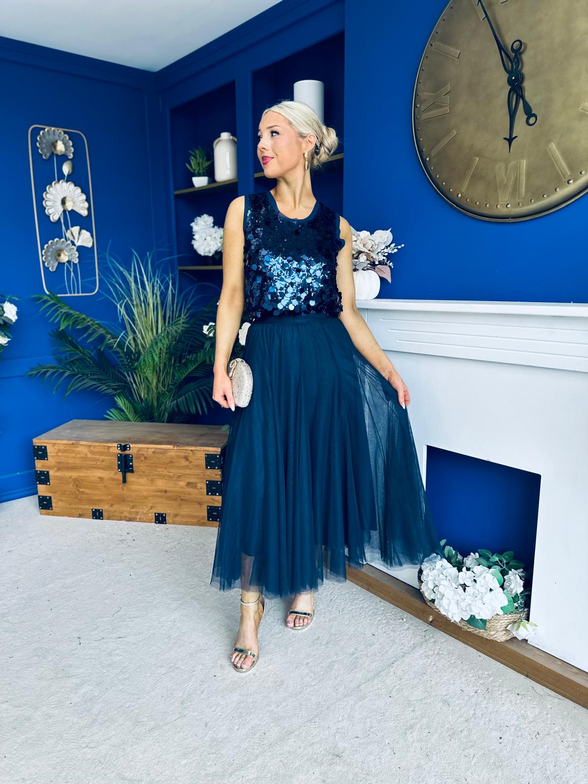 Melissa Detailed Tulle Skirt Navy