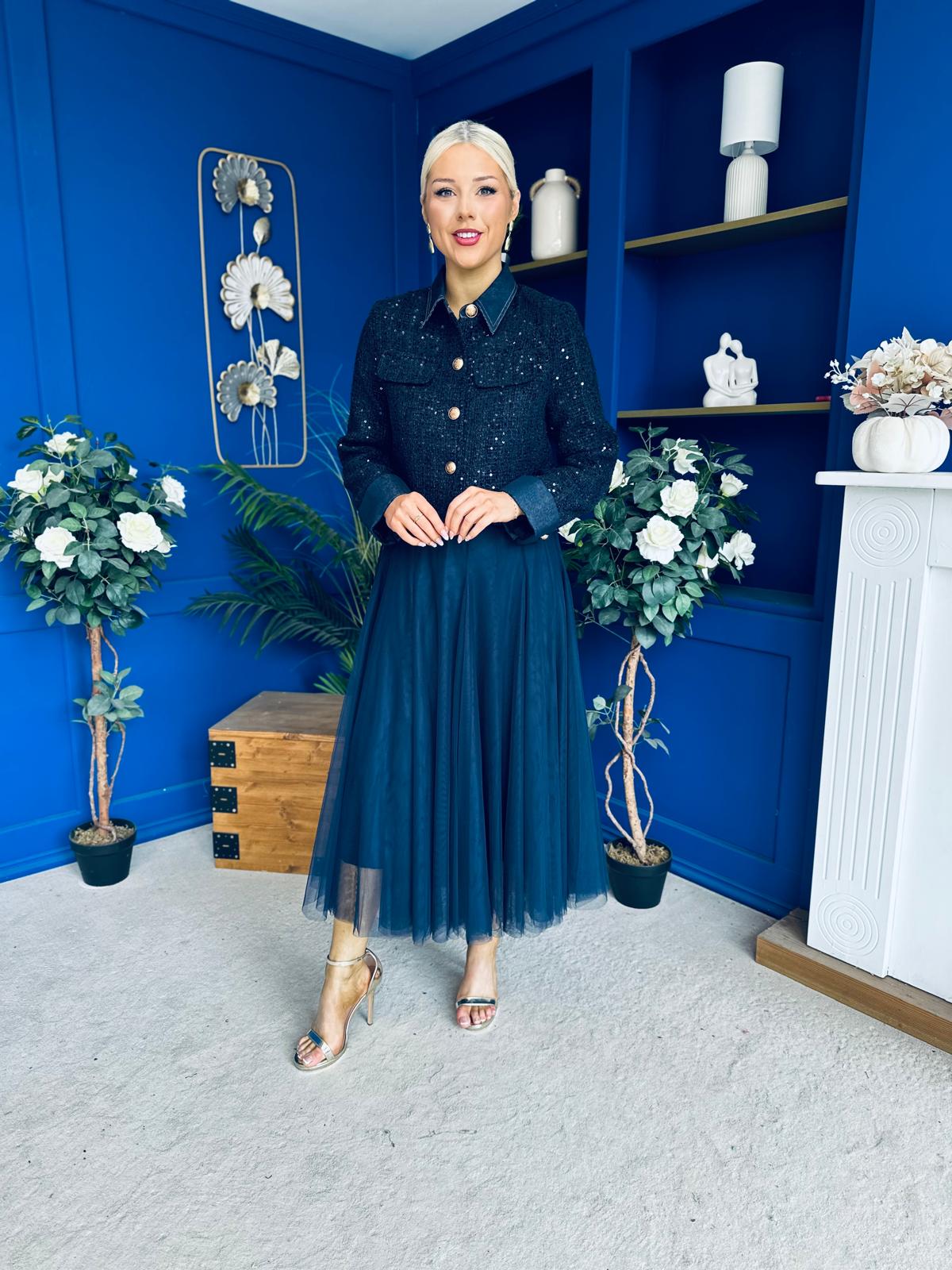 Melissa Detailed Tulle Skirt Navy