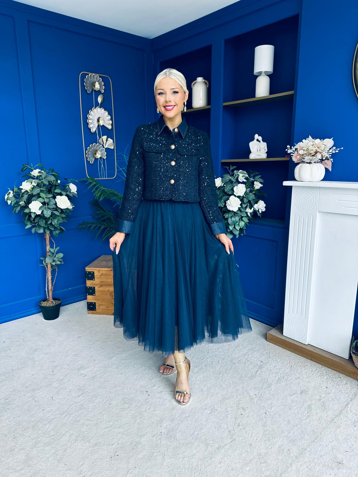 Melissa Detailed Tulle Skirt Navy
