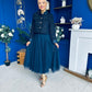 Carol Detailed Tweed Jacket Navy