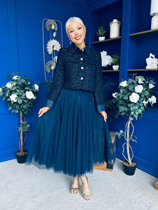 Melissa Detailed Tulle Skirt Navy