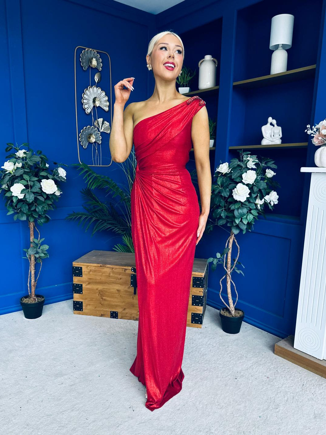 Sam One Shoulder Occasion Dress Rouge