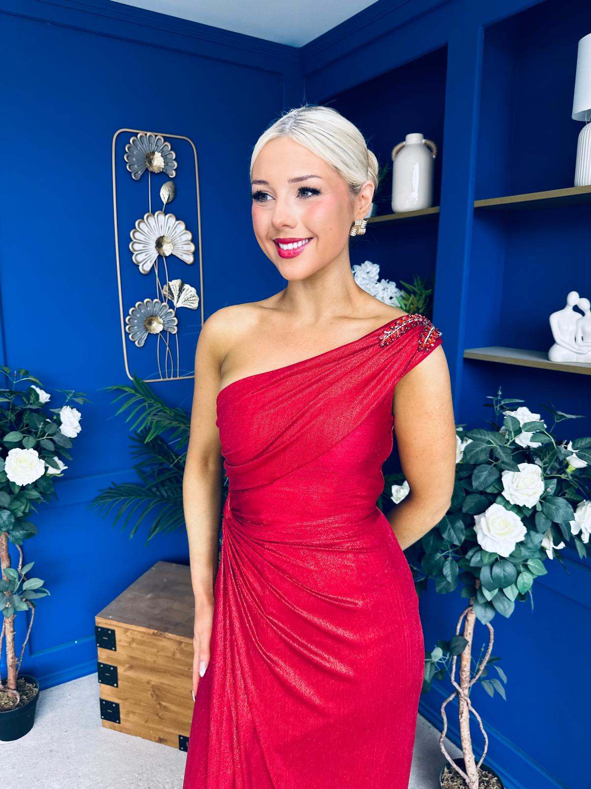 Sam One Shoulder Occasion Dress Rouge