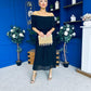 Aileen Pleated Bardot Midi Dress Black