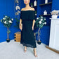Aileen Pleated Bardot Midi Dress Black