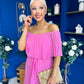 Aileen Pleated Bardot Midi Dress Cerise