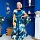 Breffy Asymmetric Neckline Skater Midi Floral Sapphire