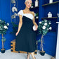 Valerie One Shoulder Midi Dress Monochrome