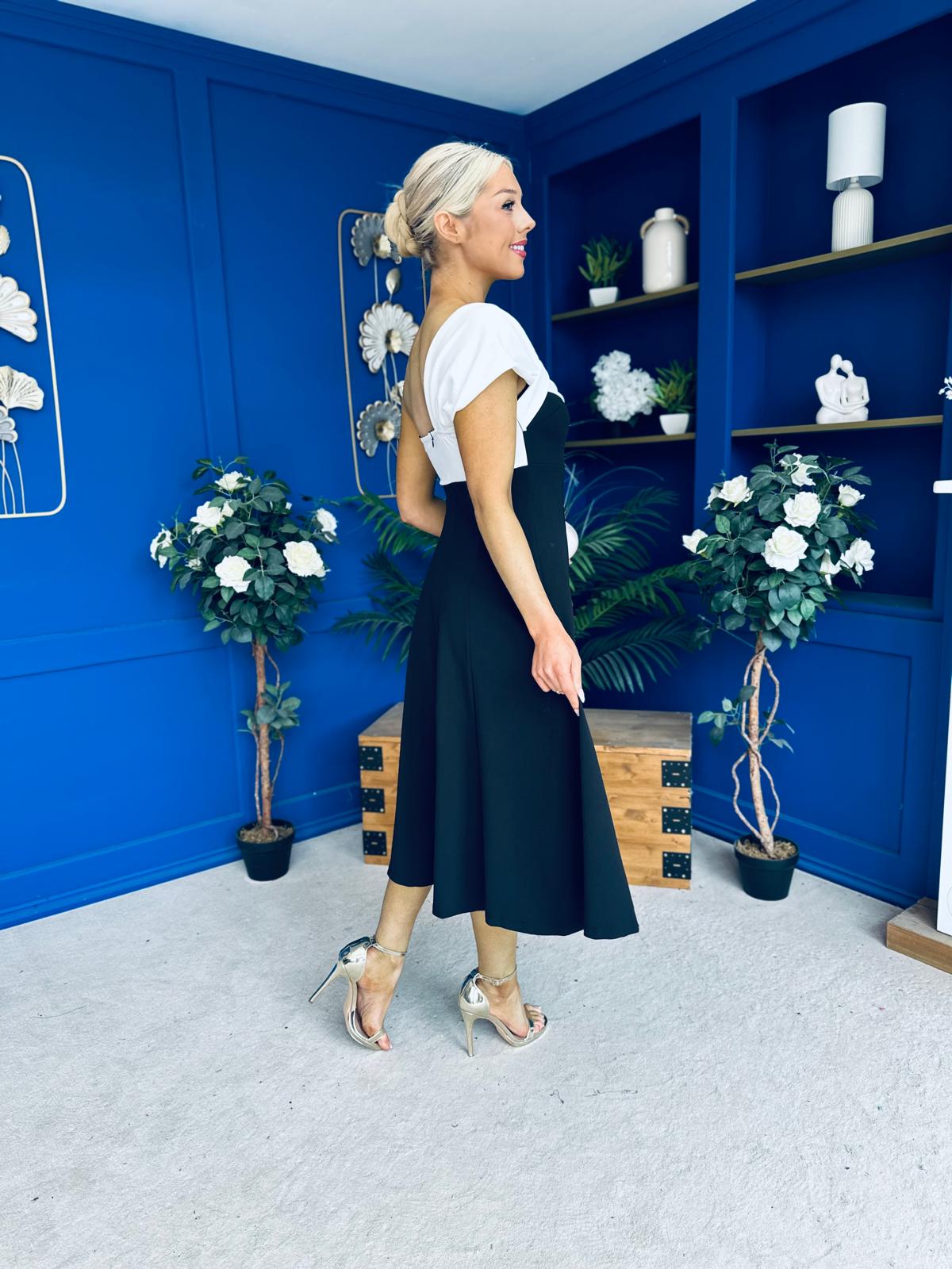 Valerie One Shoulder Midi Dress Monochrome