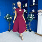 Amora Detailed Occasion Midi Dress Wine