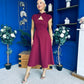 Amora Detailed Occasion Midi Dress Wine