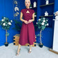 Amora Detailed Occasion Midi Dress Wine