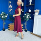 Amora Detailed Occasion Midi Dress Wine