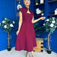 Amora Detailed Occasion Midi Dress Wine