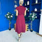 Amora Detailed Occasion Midi Dress Wine