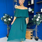 Aileen Pleated Bardot Midi Dress Forest