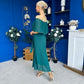 Aileen Pleated Bardot Midi Dress Forest