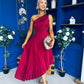 Enya Pleated Midi Occasion Dress Burgundy