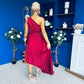 Enya Pleated Midi Occasion Dress Burgundy