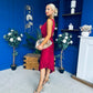 Enya Pleated Midi Occasion Dress Burgundy