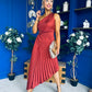 Enya Pleated Midi Occasion Dress Burnt Orange