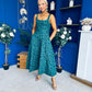 Henrietta Floral Jacquard Square Neck Midi Dress Forest