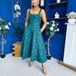 Henrietta Floral Jacquard Square Neck Midi Dress Forest
