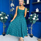 Henrietta Floral Jacquard Square Neck Midi Dress Forest